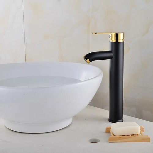 Black bathroom basin faucet - black,