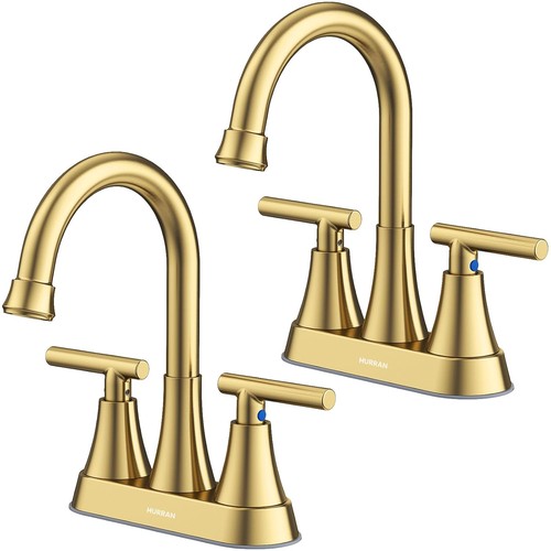 Brushed gold bathroom faucets - bathroom,