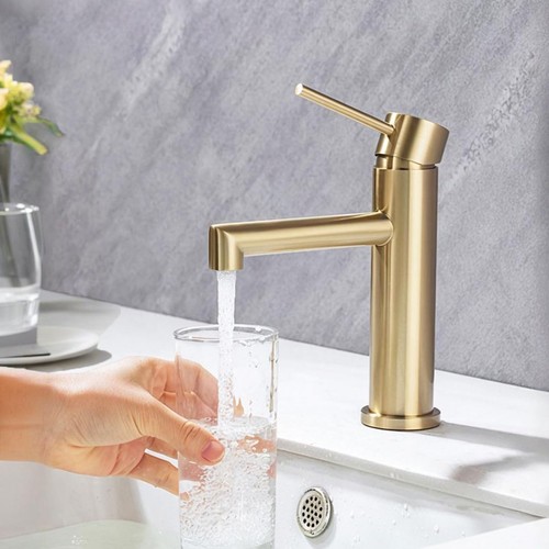 Gold bathroom sink - gold, faucet