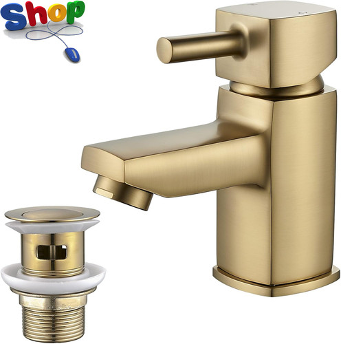 Basin tap square with waste - square,